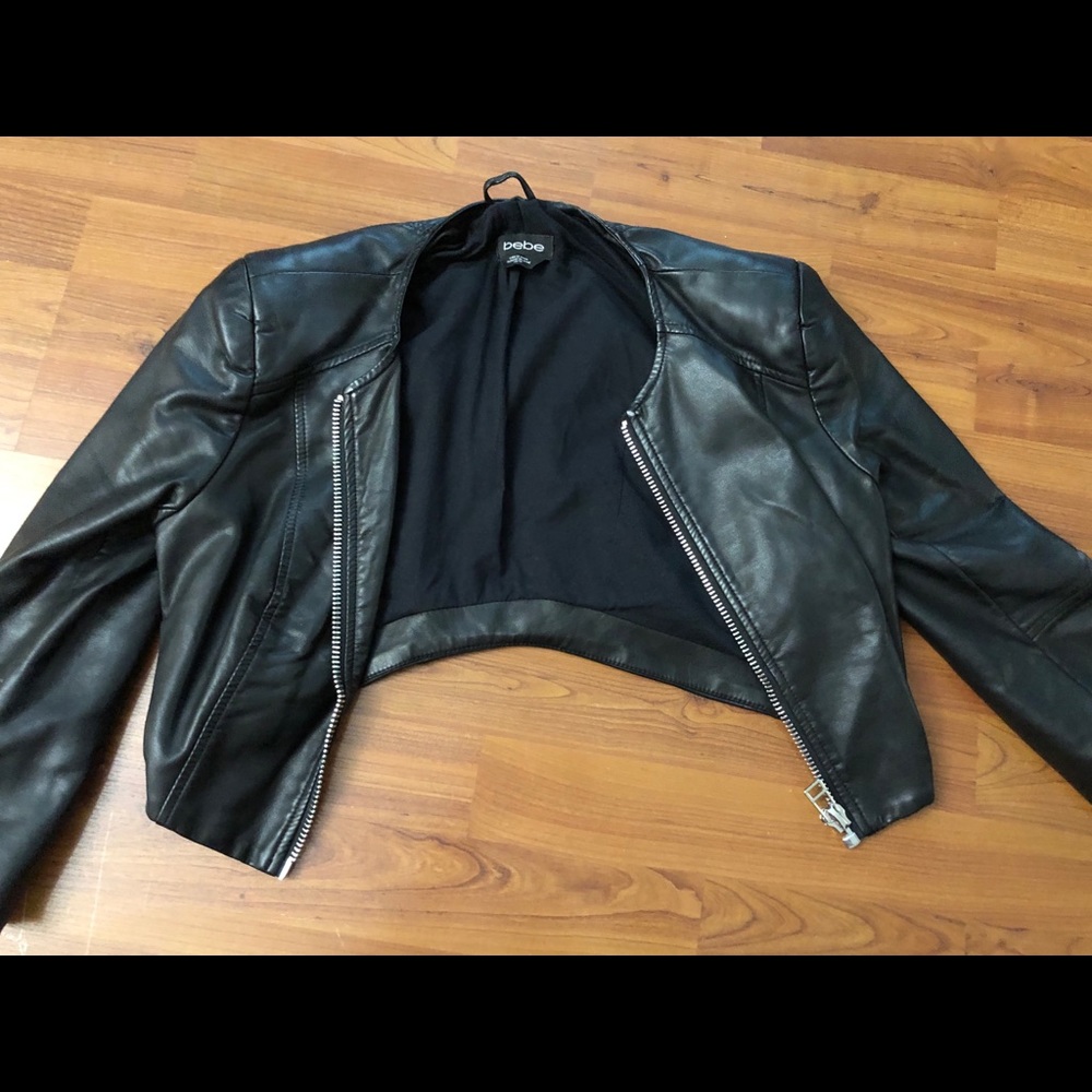 Bebe faux leather black shirt jacket. XS